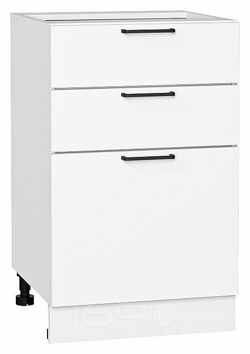 Шкаф нижний с 3-мя ящиками Флэт White In 2S/Белый 816*500*478