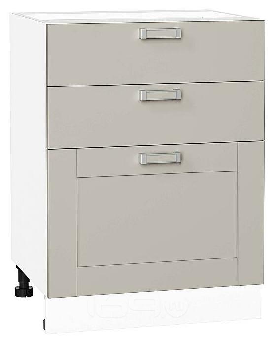 Шкаф нижний с 3-мя ящиками Лофт Grey Silk/Белый 816*600*480