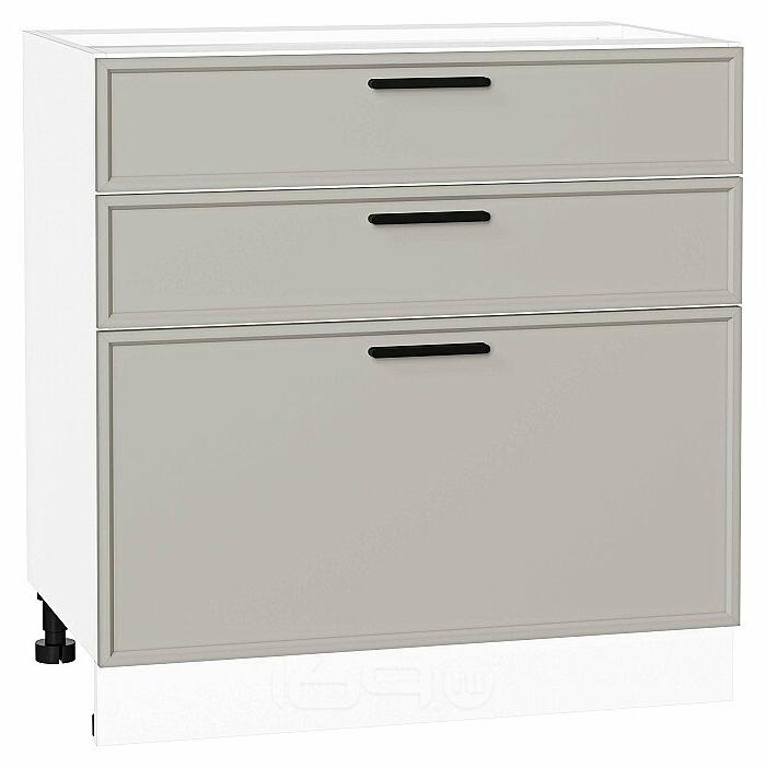 Шкаф нижний с 3-мя ящиками Фрейм Grey Silk Белый 816*800*484