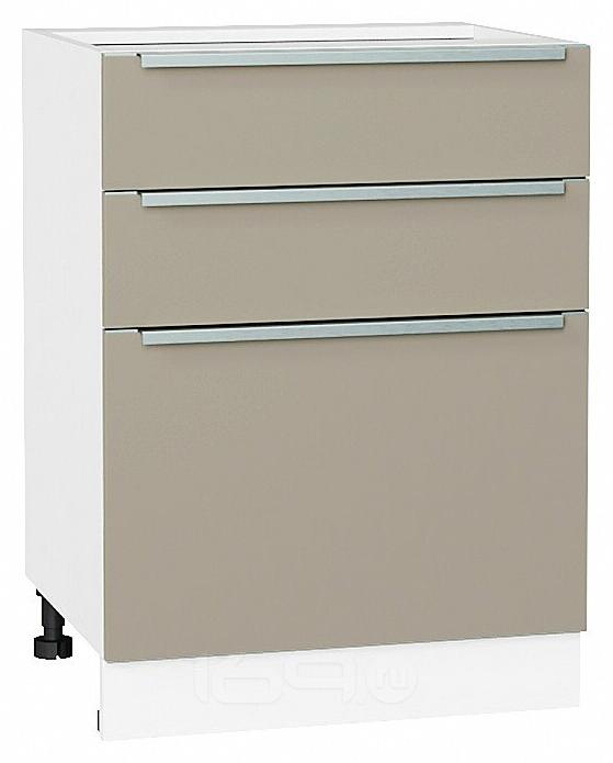 Шкаф нижний с 3-мя ящиками Фьюжн Silky Grey Белый 816*600*480