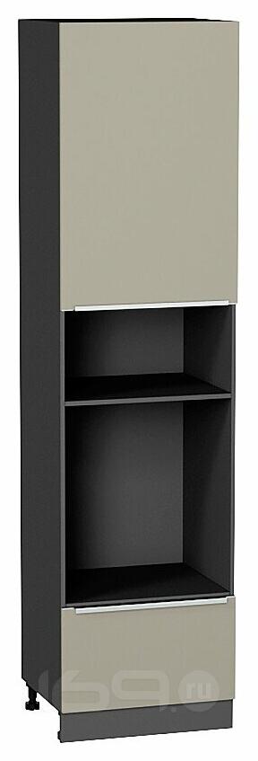 Шкаф пенал с 1-ой дверцей и ящиком под технику Фьюжн Silky Grey Graphite 2336*600*576