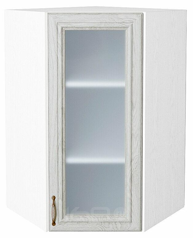 Шкаф верхний угловой остекленный Шале White Dreamline Белый 920*600*600