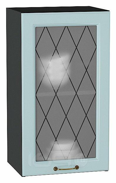 Шкаф верхний с 1-ой остекленной дверцей Ницца Голубой/Graphite 716*400*318