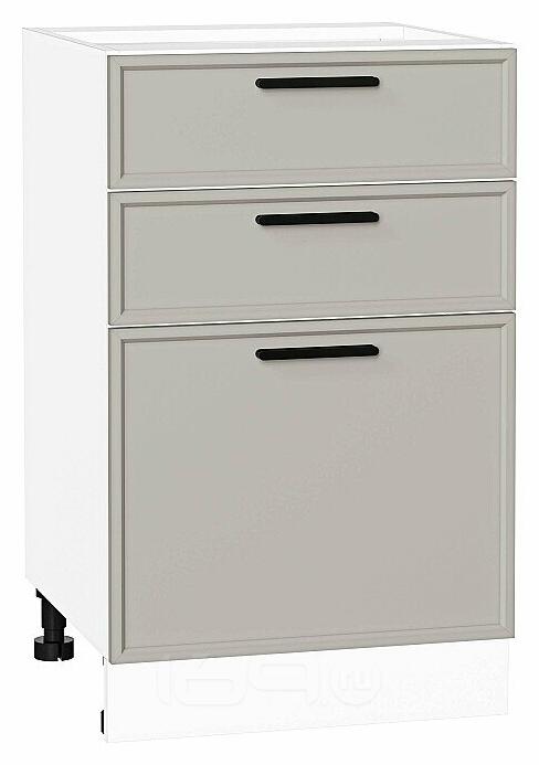 Шкаф нижний с 3-мя ящиками Фрейм Grey Silk Белый 816*500*484