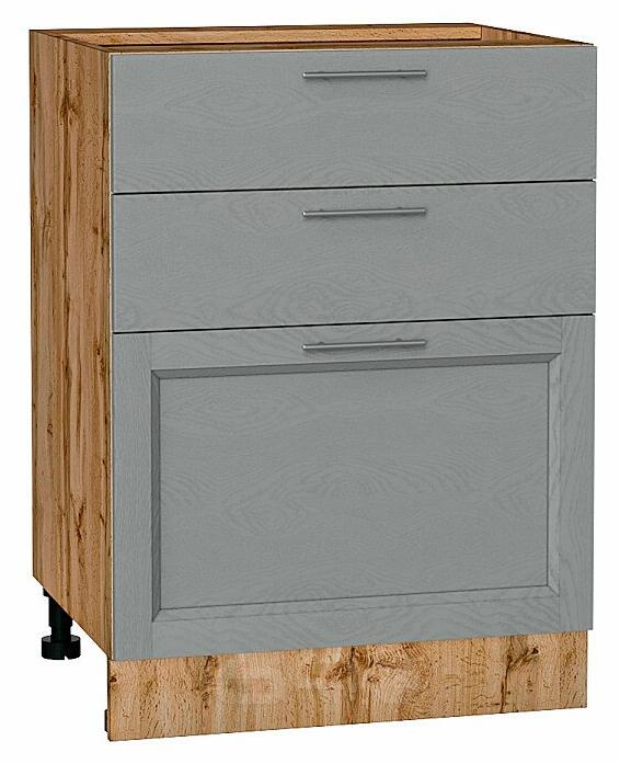 Шкаф нижний с 3-мя ящиками Сканди Grey Softwood Дуб Вотан 816*600*480
