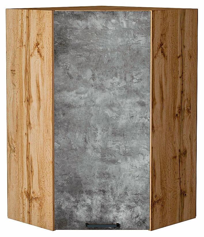 Шкаф верхний угловой Флэт Temple Stone 2S/Дуб Вотан 920*600*600