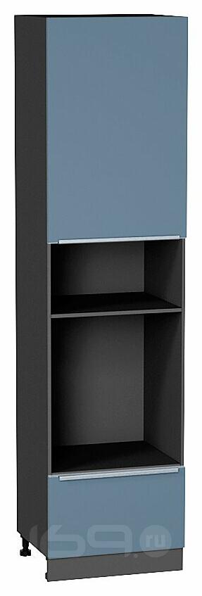 Шкаф пенал с 1-ой дверцей и ящиком под технику Фьюжн Silky Blue Graphite 2336*600*576