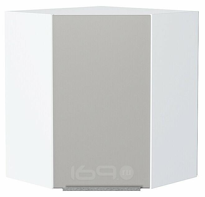 Шкаф верхний угловой Фьюжн Silky Light Grey Белый 716*600*600