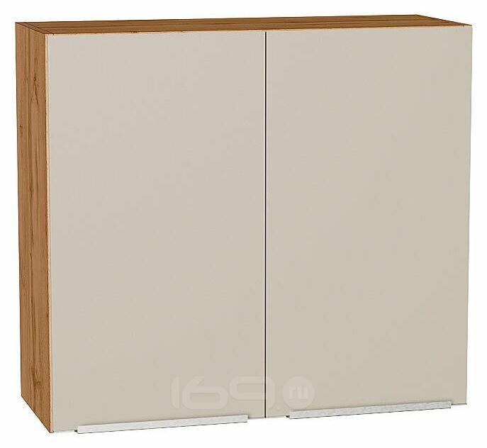 Шкаф верхний с 2-мя дверцами Фьюжн Cream Silk/Дуб Вотан 716*800*320