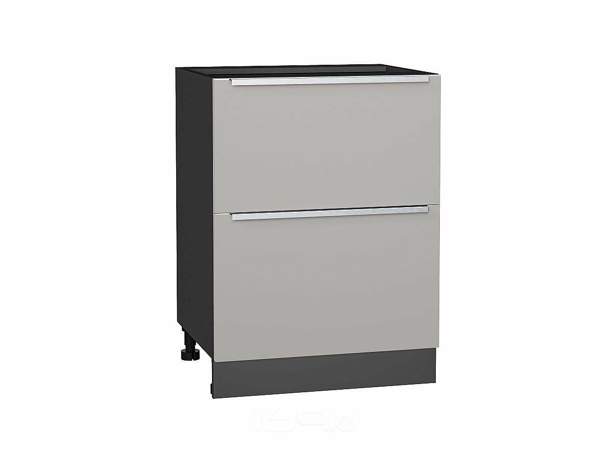 Шкаф нижний с 2-мя ящиками Фьюжн Silky Light Grey/Graphite 816*600*480