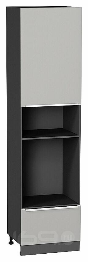 Шкаф пенал с 1-ой дверцей и ящиком под технику Фьюжн Silky Light Grey Graphite 2336*600*576