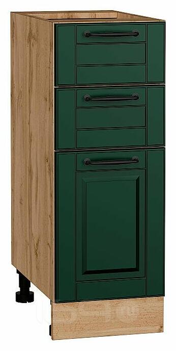 Шкаф нижний с 3-мя ящиками Дублин Special Green/Дуб Вотан 816*300*478