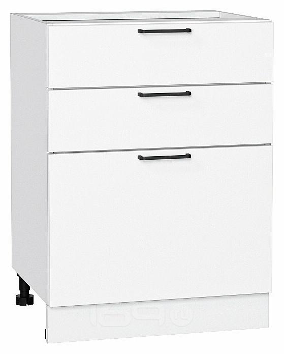 Шкаф нижний с 3-мя ящиками Флэт White In 2S/Белый 816*600*478