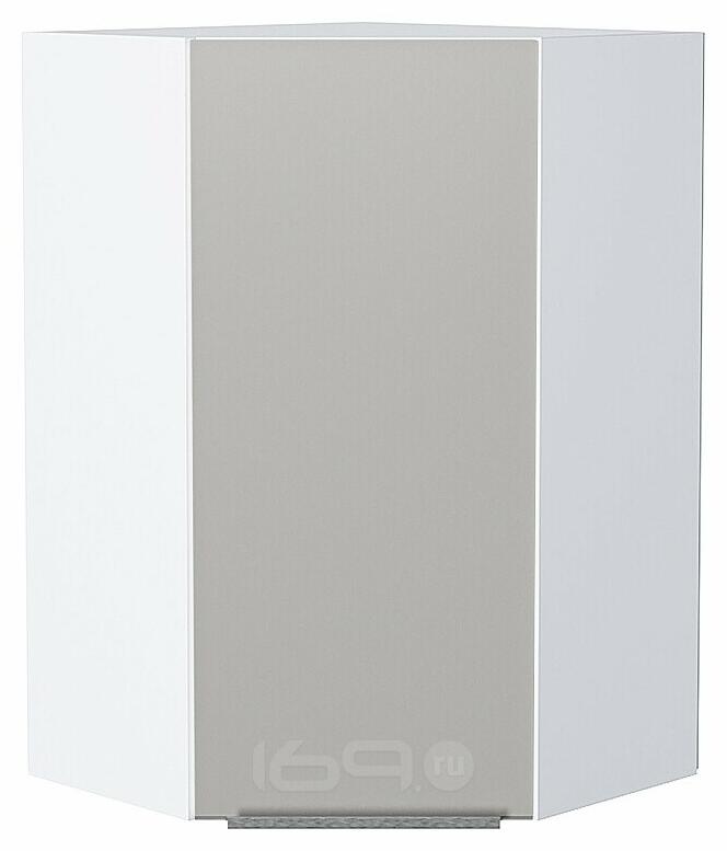 Шкаф верхний угловой Фьюжн Silky Light Grey Белый 920*600*600