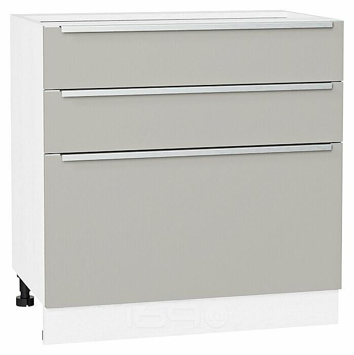 Шкаф нижний с 3-мя ящиками Фьюжн Silky Light Grey Белый 816*800*480