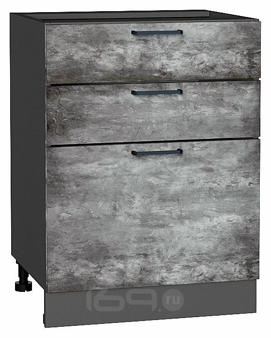 Шкаф нижний с 3-мя ящиками Флэт Temple Stone 2S/Graphite 816*600*478