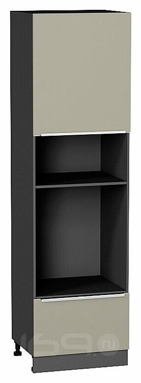 Шкаф пенал с 1-ой дверцей и ящиком под технику Фьюжн Silky Grey Graphite 2132*600*576