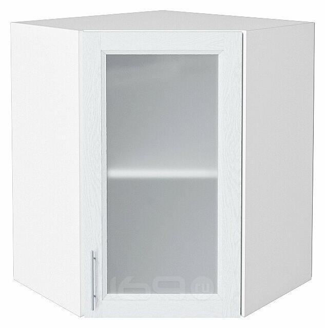 Шкаф верхний угловой остекленный Сканди White Softwood/Белый 716*600*600