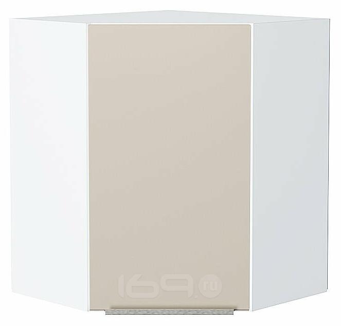 Шкаф верхний угловой Фьюжн Cream Silk/Белый 716*600*600