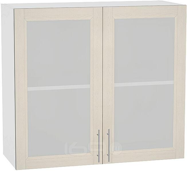 Шкаф верхний с 2-мя остекленными дверцами Сканди В 800 Cappuccino Softwood-Белый