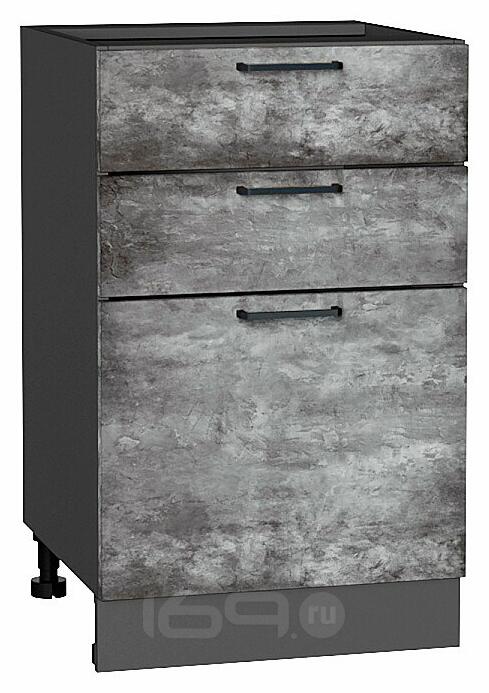 Шкаф нижний с 3-мя ящиками Флэт Temple Stone 2S/Graphite 816*500*478