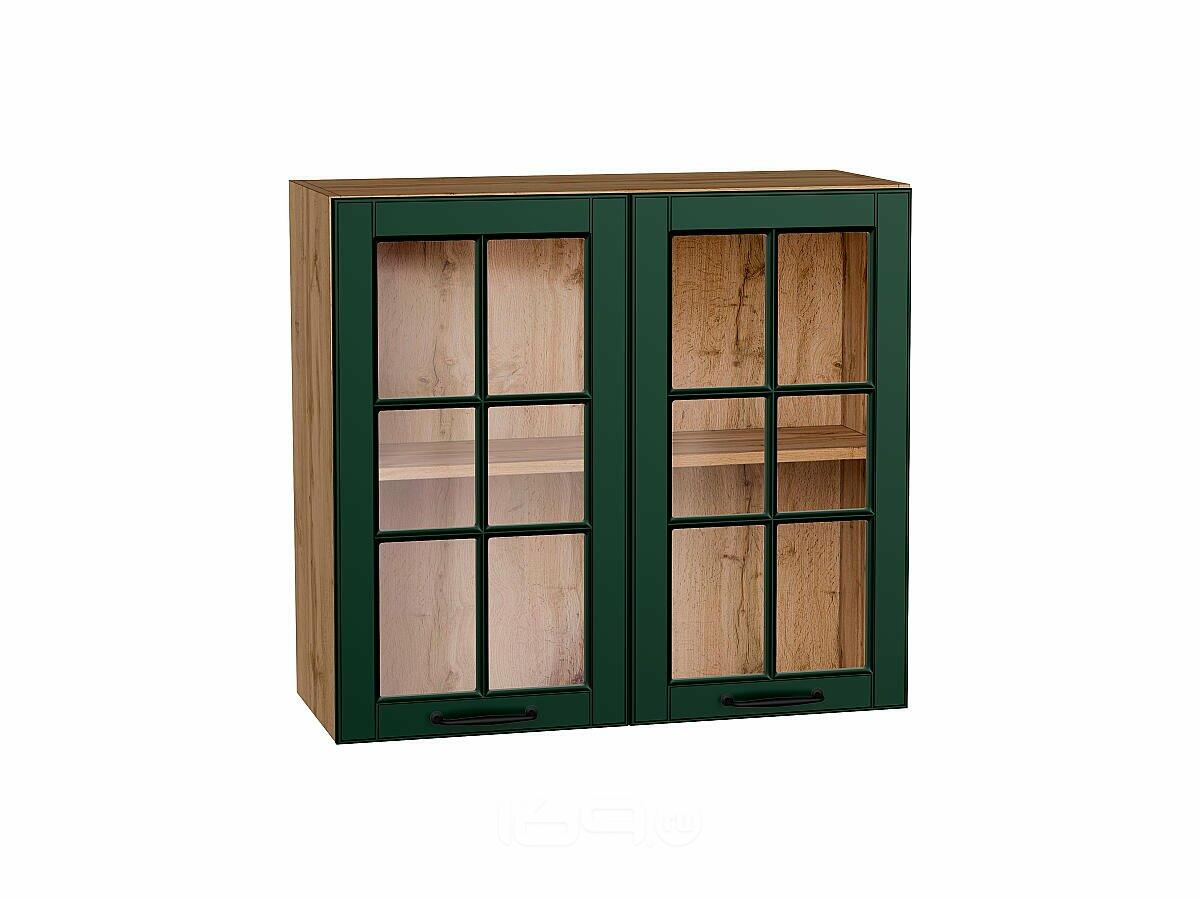 Шкаф верхний с 2-мя остекленными дверцами Дублин Special Green/Дуб Вотан 716*800*318