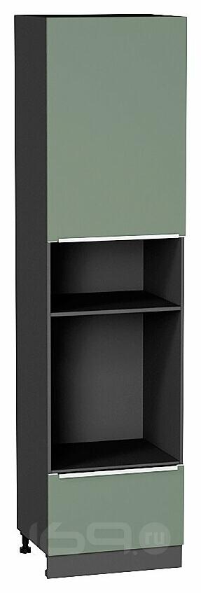 Шкаф пенал с 1-ой дверцей и ящиком под технику Фьюжн Silky Mint Graphite 2336*600*576