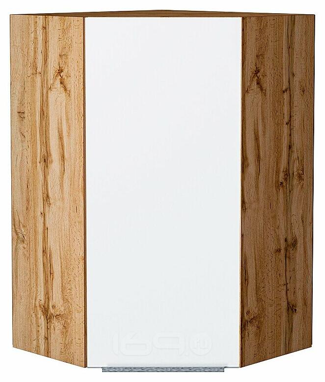 Шкаф верхний угловой Фьюжн Silky White Дуб Вотан 920*600*600
