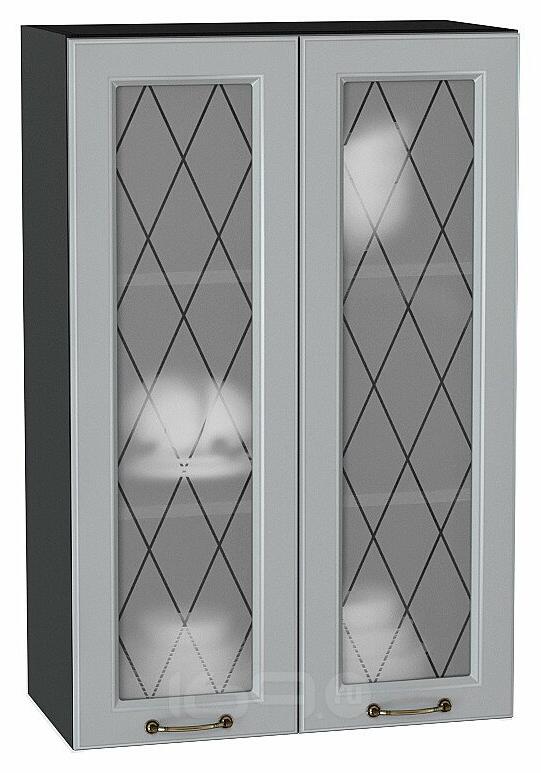 Шкаф верхний с 2-мя остекленными дверцами Ницца Графит/Graphite 920*600*318