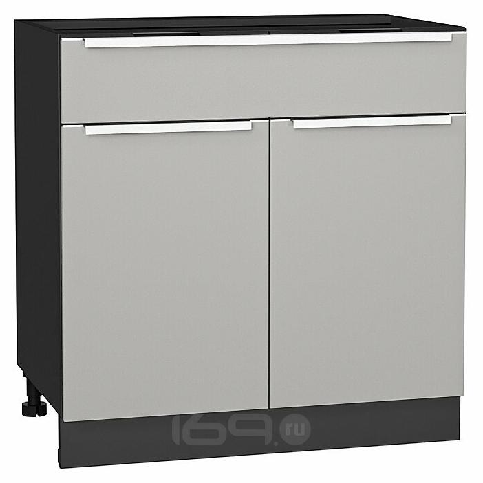 Шкаф нижний с 2-мя дверцами и ящиком Фьюжн Silky Light Grey Graphite 816*800*480