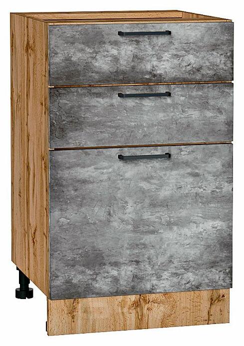 Шкаф нижний с 3-мя ящиками Флэт Temple Stone 2S/Дуб Вотан 816*500*478