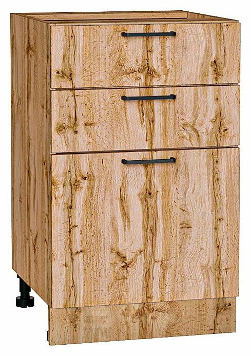 Шкаф нижний с 3-мя ящиками Флэт Wotan Oak 2S/Дуб Вотан 816*500*478