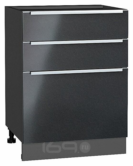 Шкаф нижний с 3-мя ящиками Фьюжн Anthracite Graphite 816*600*480