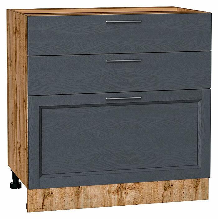 Шкаф нижний с 3-мя ящиками Сканди Graphite Softwood Дуб Вотан 816*800*480