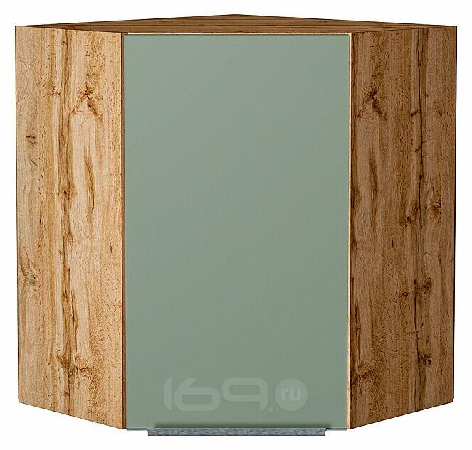 Шкаф верхний угловой Фьюжн Silky Mint Дуб Вотан 716*600*600