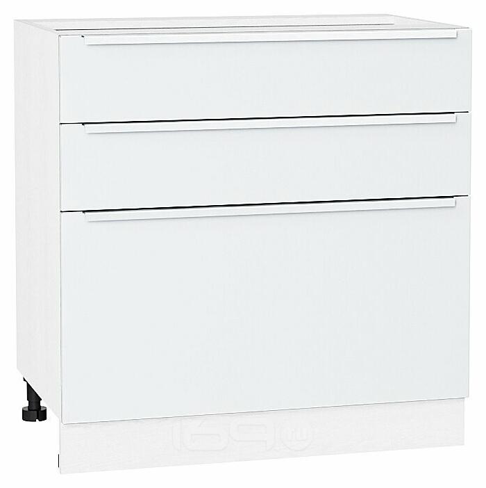 Шкаф нижний с 3-мя ящиками Фьюжн Silky White Белый 816*800*480