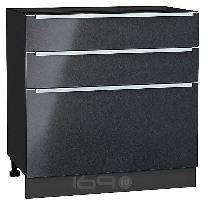 Шкаф нижний с 3-мя ящиками Фьюжн Anthracite Graphite 816*800*480