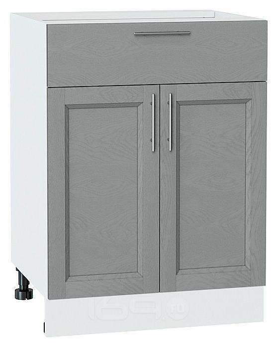 Шкаф нижний с 2-мя дверцами и ящиком Сканди Grey Softwood Белый 816*600*480