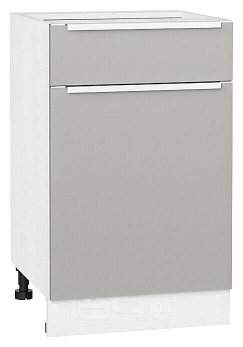 Шкаф нижний с 1-ой дверцей и ящиком Фьюжн Silky Light Grey Белый 816*500*480