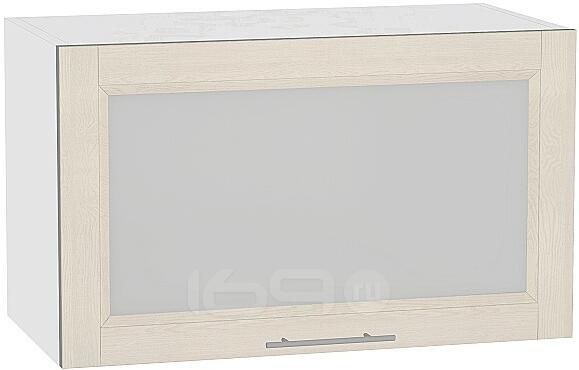 Шкаф верхний горизонтальный остекленный Сканди ВГ 600 Cappuccino Softwood-Белый