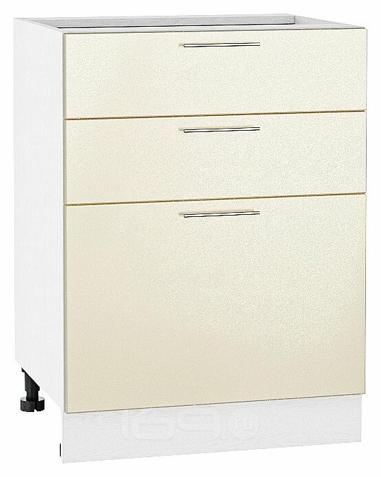 Шкаф нижний с 3-мя ящиками Валерия-М Н 600 Бежевый металлик-Белый