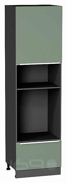 Шкаф пенал с 1-ой дверцей и ящиком под технику Фьюжн Silky Mint Graphite 2132*600*576