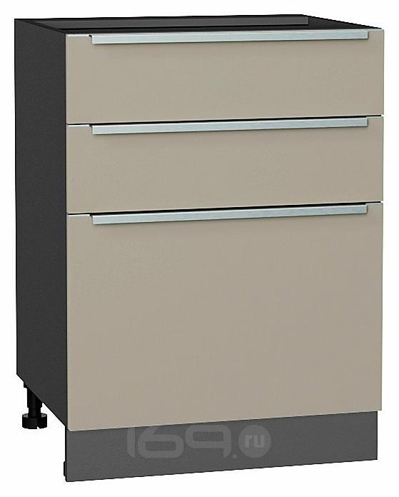 Шкаф нижний с 3-мя ящиками Фьюжн Silky Grey Graphite 816*600*480