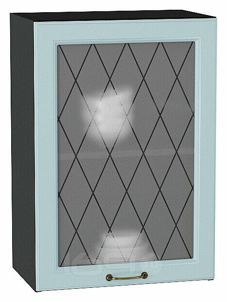 Шкаф верхний с 1-ой остекленной дверцей Ницца Голубой/Graphite 716*500*318