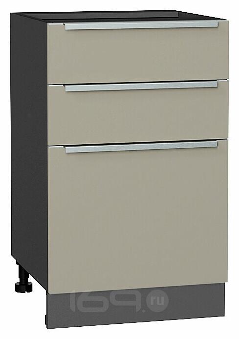 Шкаф нижний с 3-мя ящиками Фьюжн Silky Grey Graphite 816*500*480