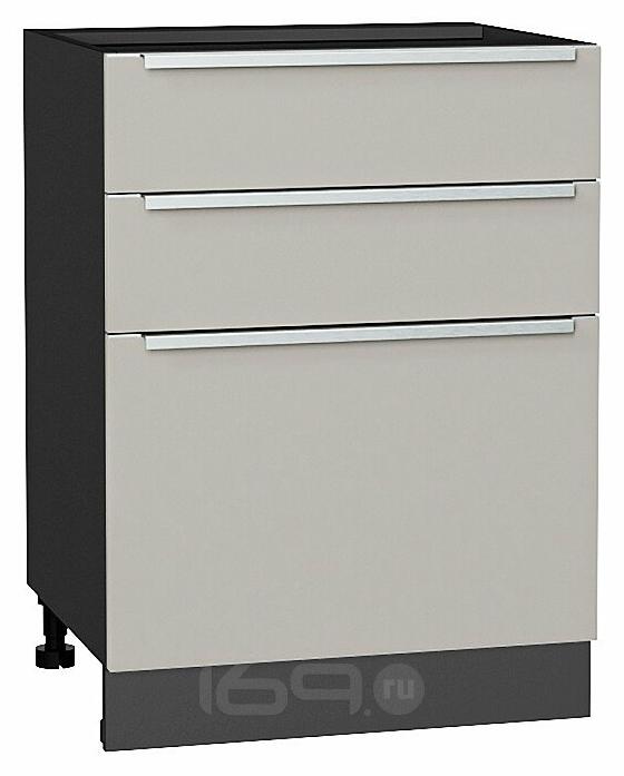 Шкаф нижний с 3-мя ящиками Фьюжн Silky Light Grey Graphite 816*600*480