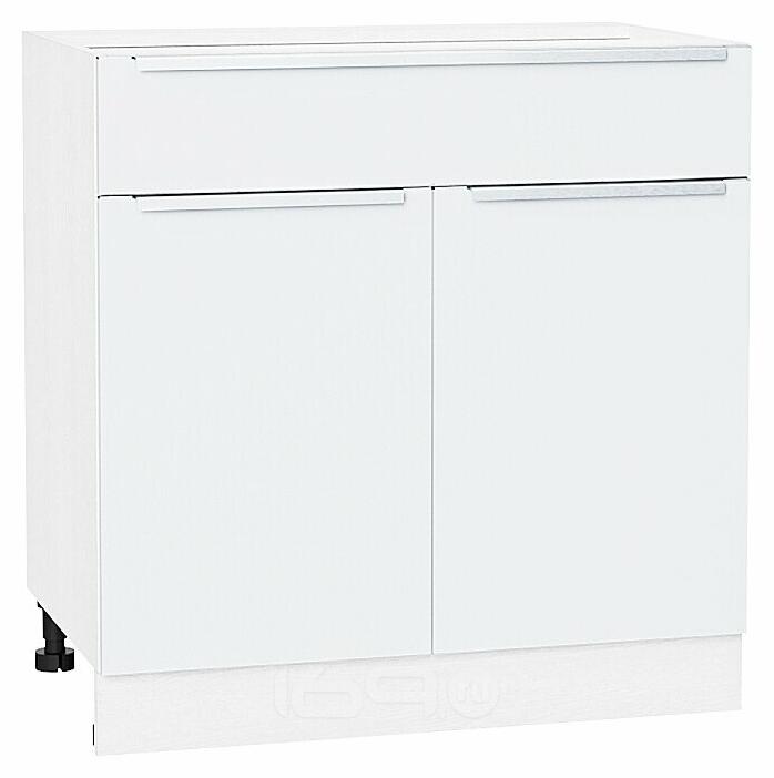 Шкаф нижний с 2-мя дверцами и ящиком Фьюжн Silky White Белый 816*800*480