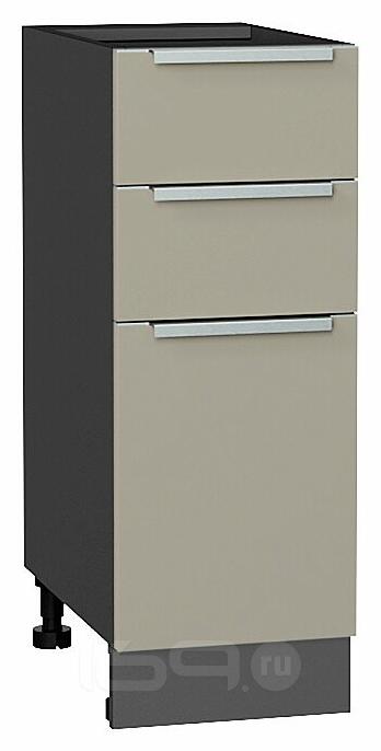 Шкаф нижний с 3-мя ящиками Фьюжн Silky Grey Graphite 816*300*480