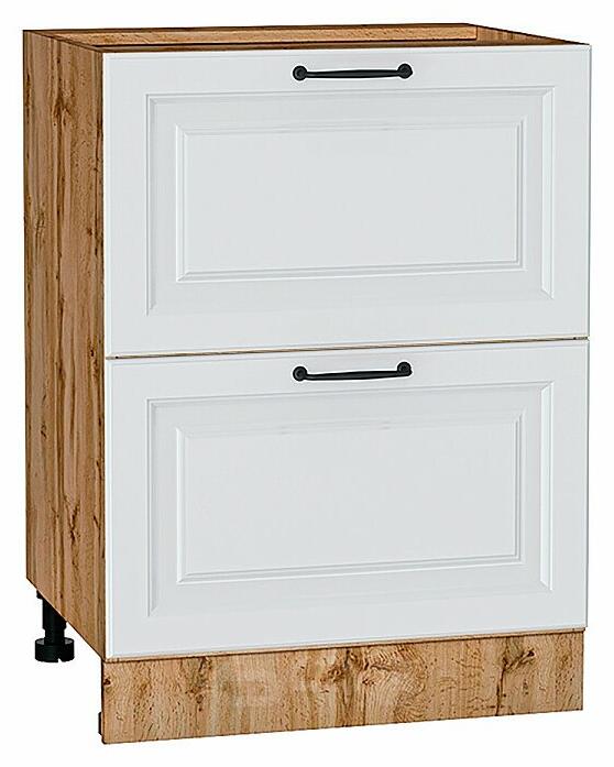 Шкаф нижний с 2-мя ящиками Ницца Blanco/Дуб Вотан 816*600*478