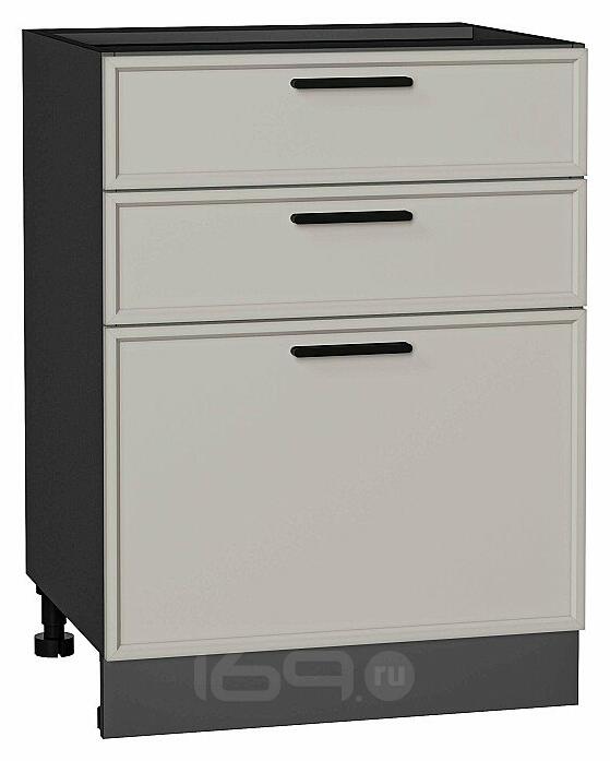 Шкаф нижний с 3-мя ящиками Фрейм Grey Silk Graphite 816*600*484